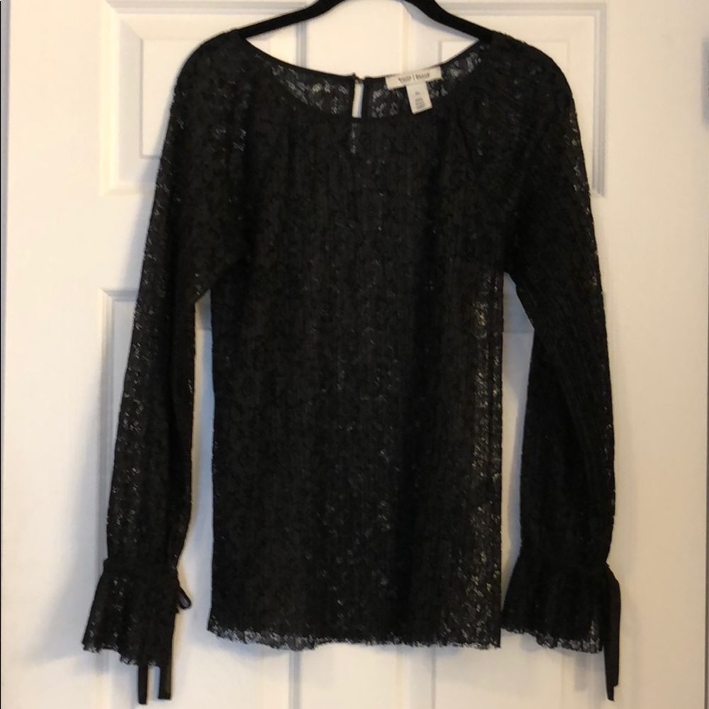 WHBM NWOT black lace blouse. Size XS.